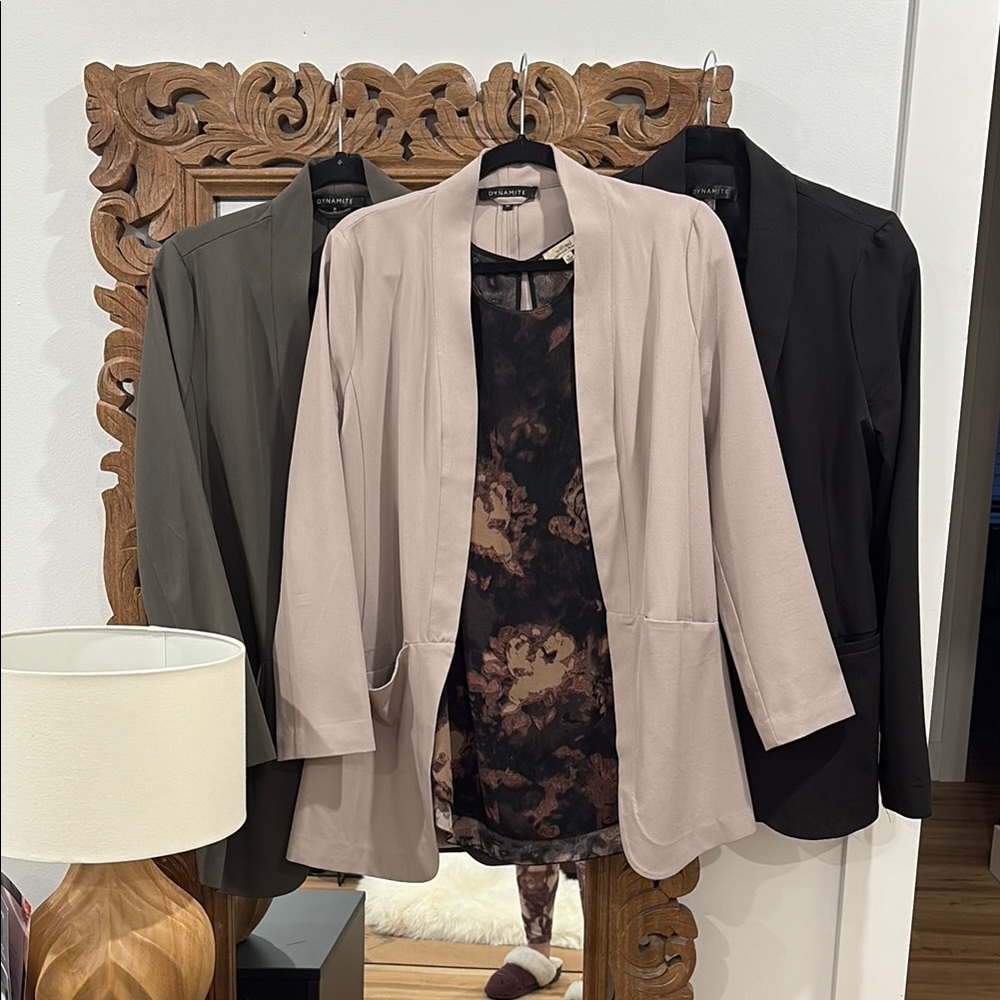 Women's Blazer Jacket - Black, Olive, and Beige